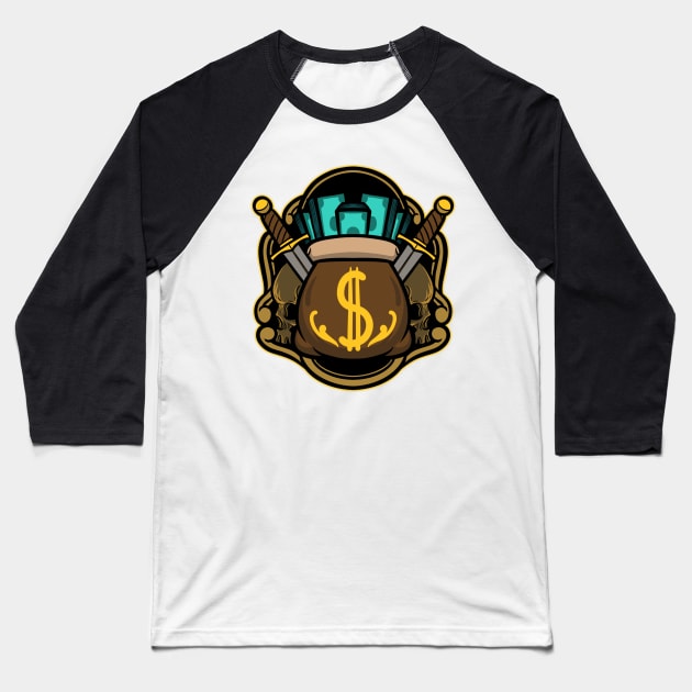 money bag logo Baseball T-Shirt by Behold Design Supply